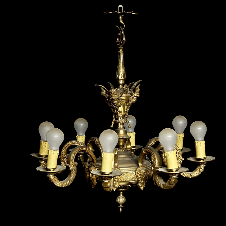 Eight-armed bronze lamp, 20th century - 4
