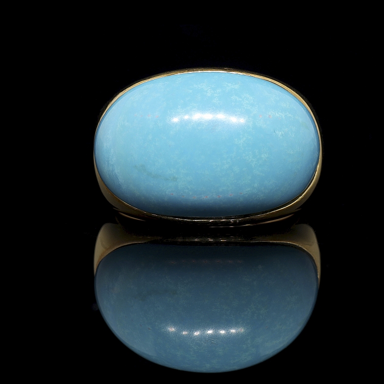 Anillo en oro amarillo de 18k con turquesa