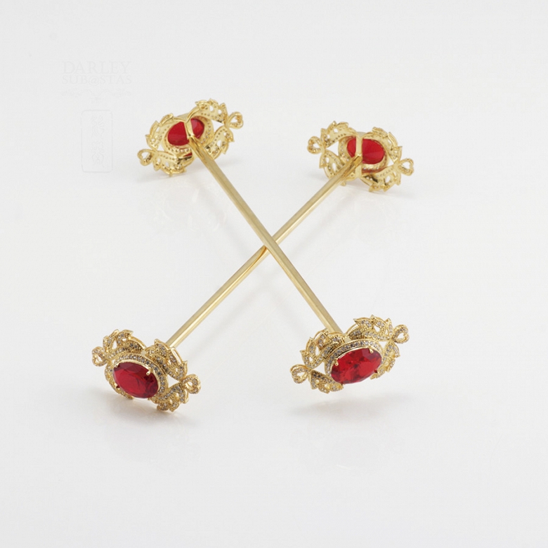 Aderezo de Fallera rojo Rubí y dorado - 5