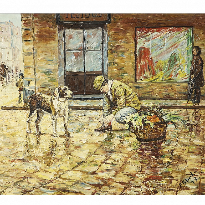 Spanish School (20th century) ‘Way to the Market’, 1973