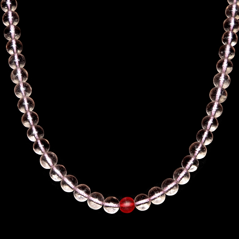 Collar mala de 108 cuentas de liulí, dinastía Qing