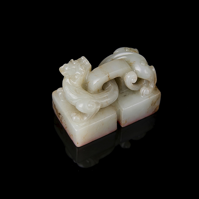 Sello doble de jade de Hetian 