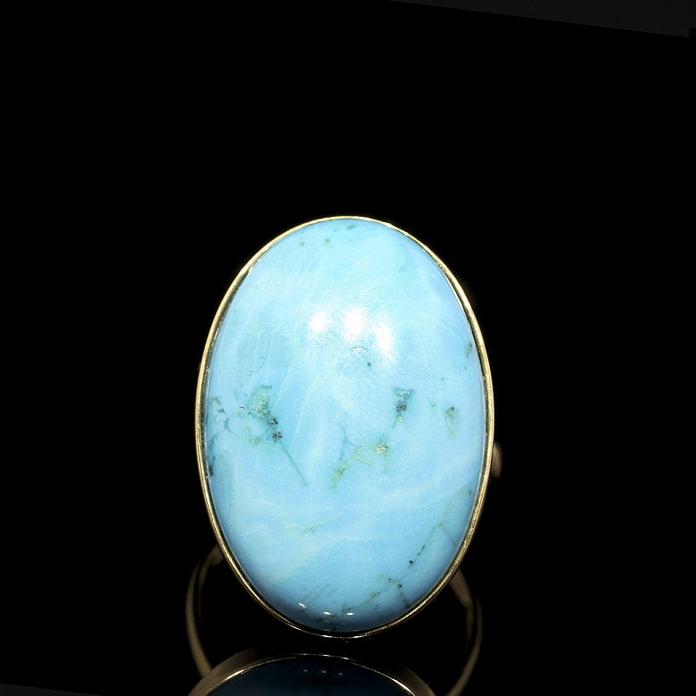 Anillo en oro amarillo 18 k con turquesa