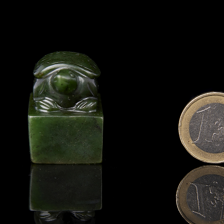 Spinach green jade ‘Turtle’ seal, Qing dynasty