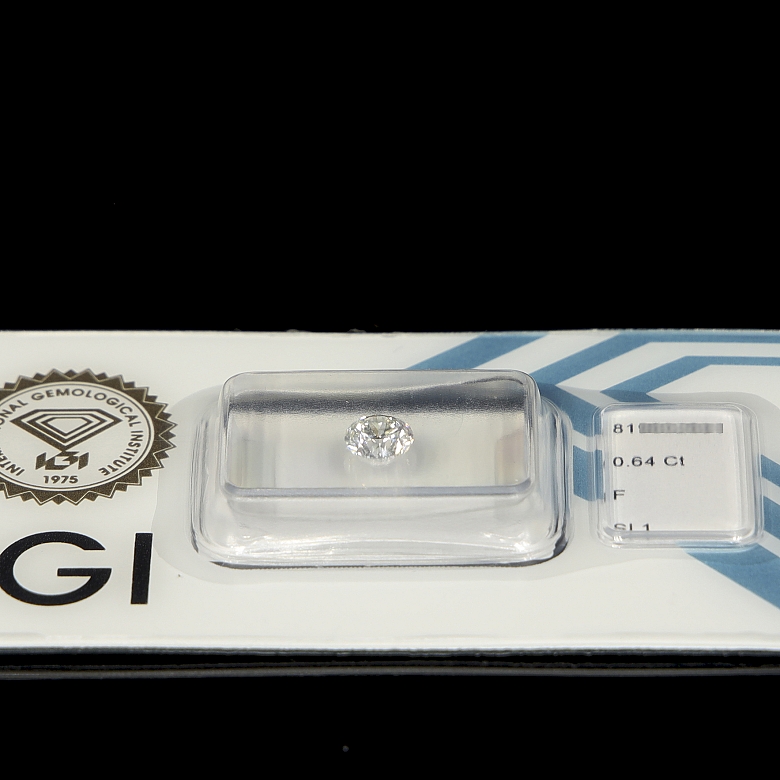 Diamante natural en talla brillante, 0.64 ct, certificado IGI