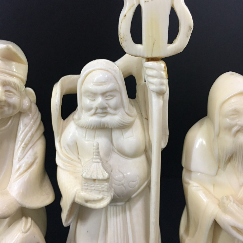 7 preciosas figuras de marfil sabios chinos. - 6