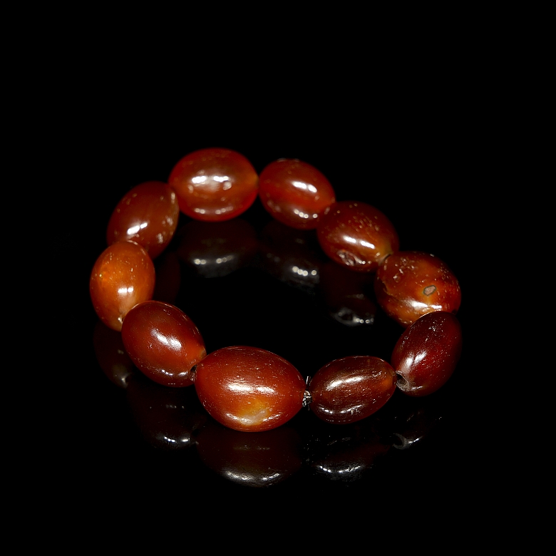 Pulsera de diez cuentas de ágata Alashan, dinastía Liao