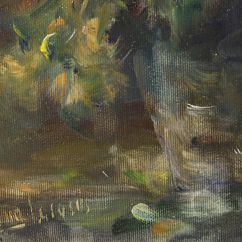 20世纪西班牙画派《花瓶与鲜花》