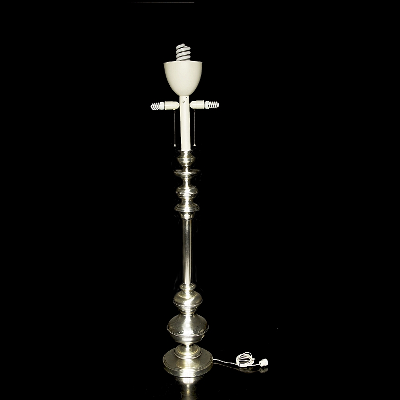 Silver-plated metal floor lamp, 20th century - 3