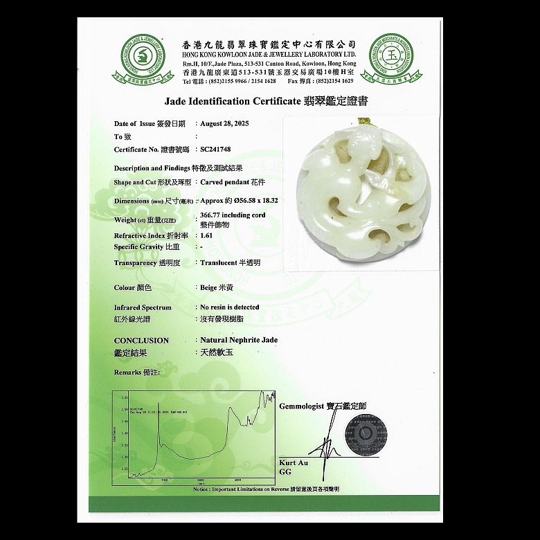 Colgante Bi de jade blanco 