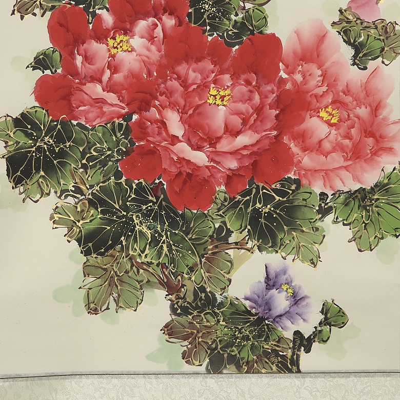 Chinese painting ‘Peonies’, 20th century - 3