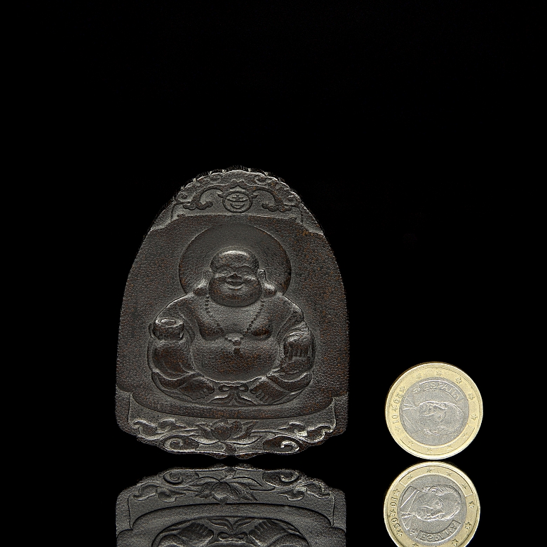 雕刻鹿角牌匾《布袋》，20世纪 - 9