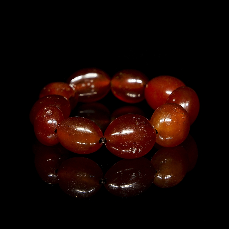 Pulsera de diez cuentas de ágata Alashan, dinastía Liao