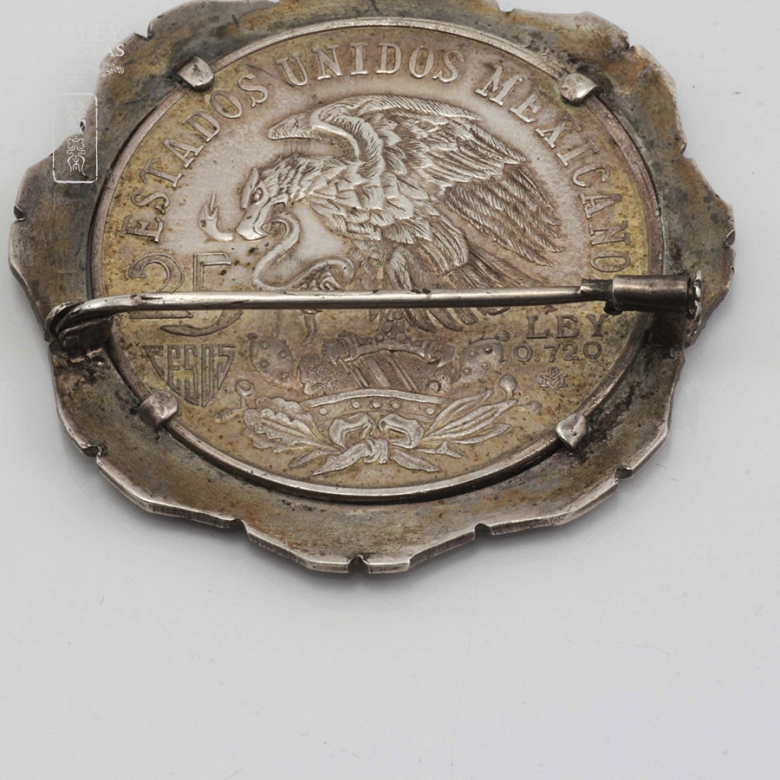 Broche con moneda de plata - Mexico 1968 - - 2