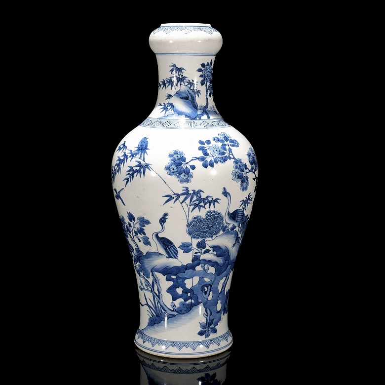 Blue and white porcelain vase, ‘Landscape with Pheasants’, Qing dynasty