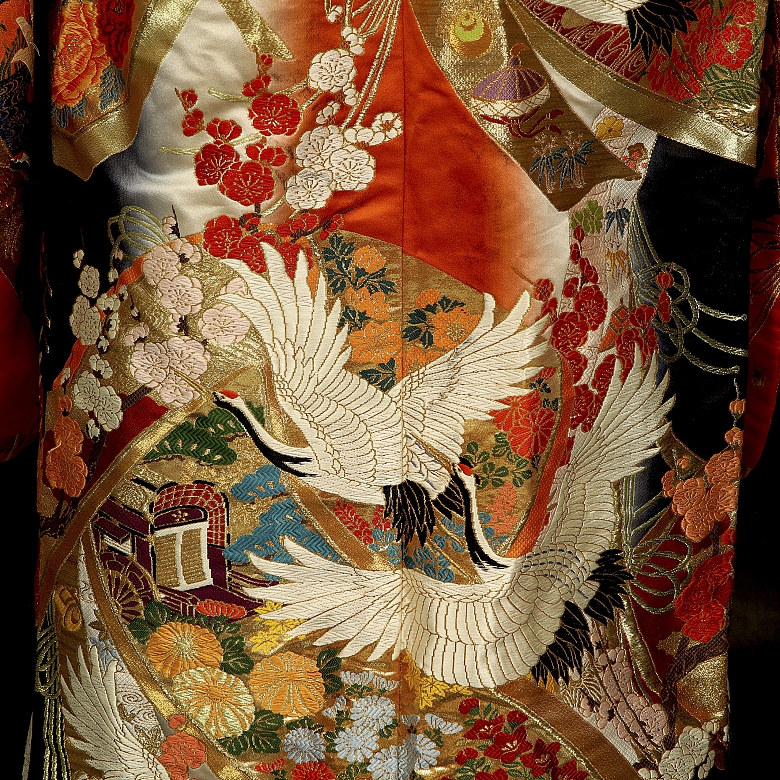 Embroidered silk wedding uchikake, 21st century
