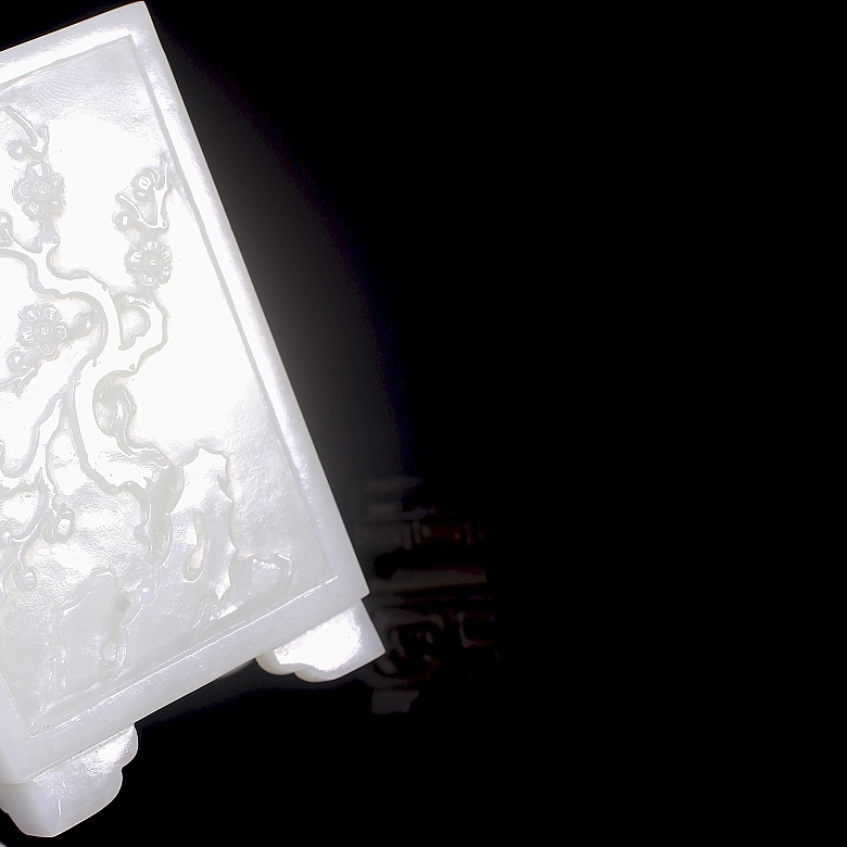 Recipiente para pinceles de jade blanco de Hetian