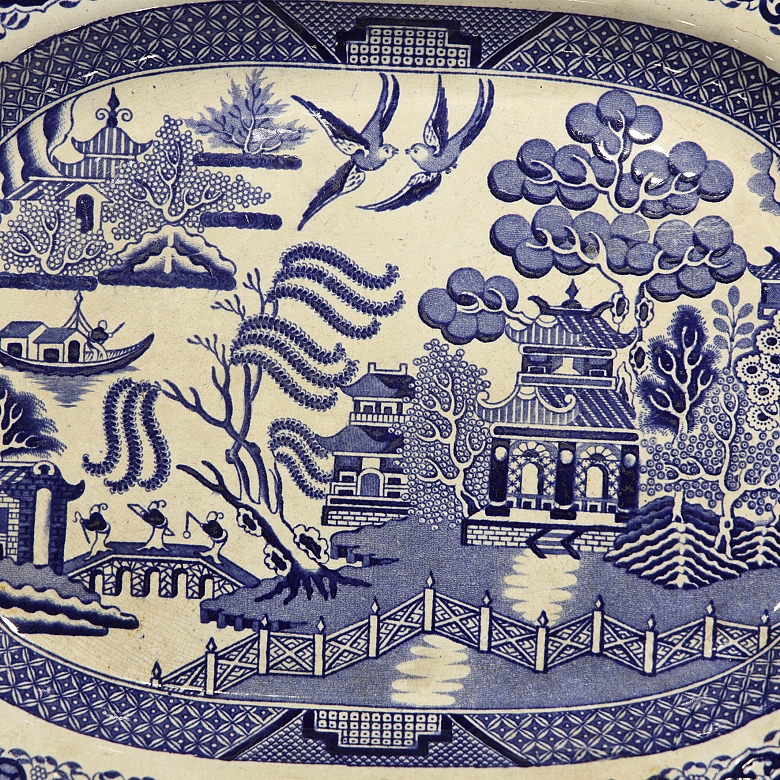 柳树纹托盘，F. Primavesi & Sons，威尔士卡迪夫。19世纪。