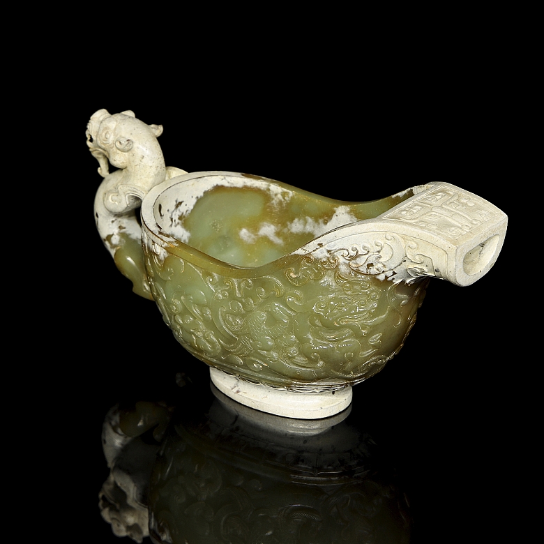 Vaso de libación de jade amarillo, dinastía Han del Oeste