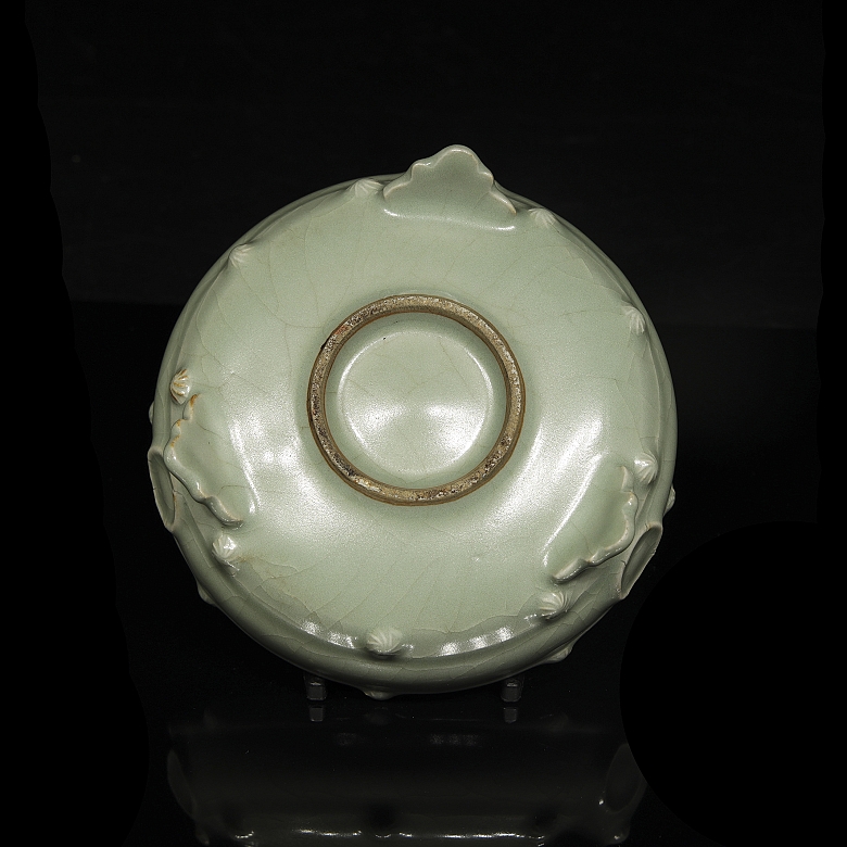Incensario trípode de cerámica con esmalte celadón, estilo Song