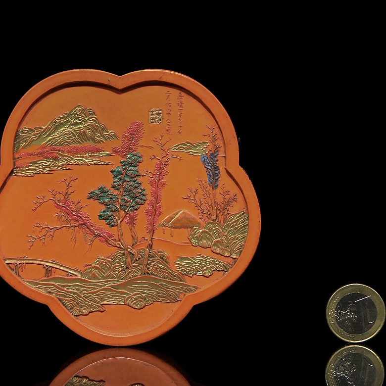 Pieza de tinta de cinabrio, dinastía Qing