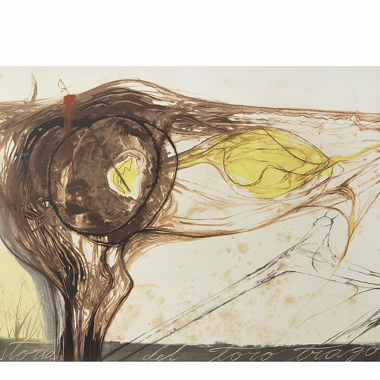 何塞·贝迪亚 José Bedia，《贪吃公牛的故事》，2005年