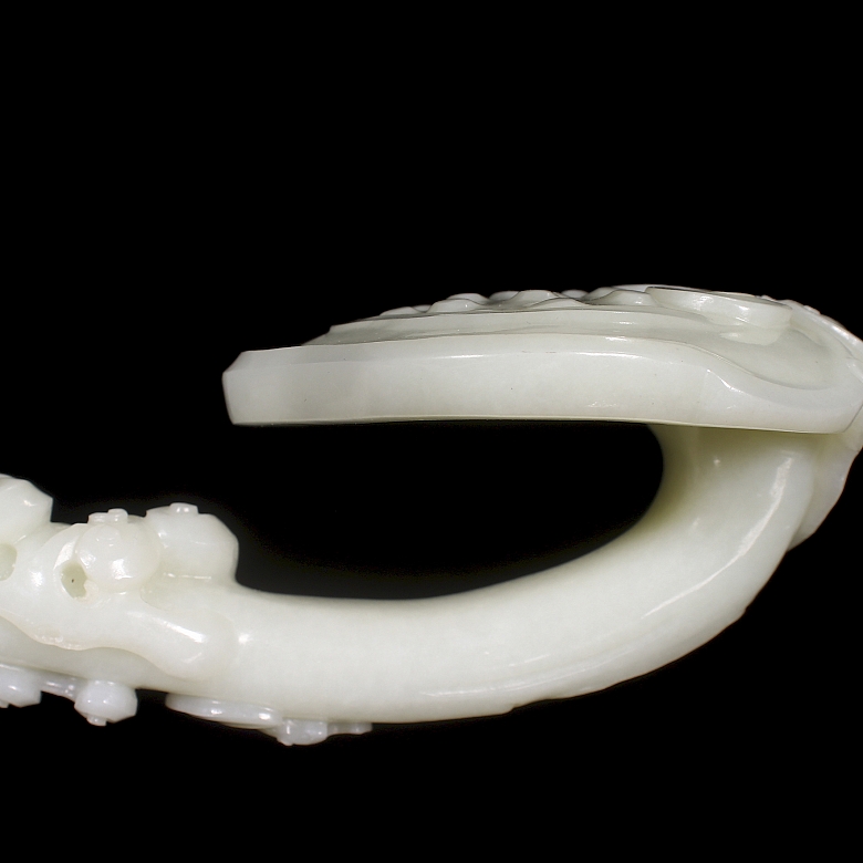 Cetro Ruyi de jade blanco de Hetian, dinastía Qing
