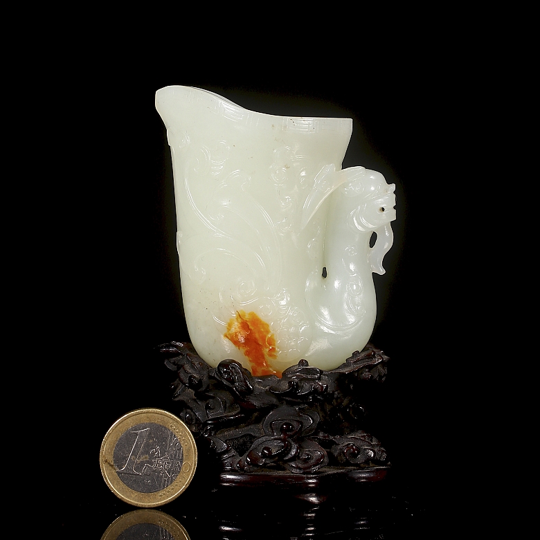 Hetian white jade libation cup ‘Beast’, Qing dynasty