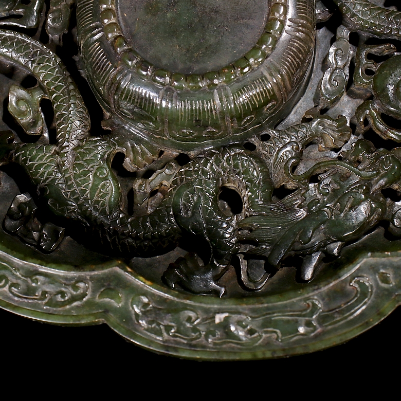 Conjunto de taza y plato de jade espinaca 