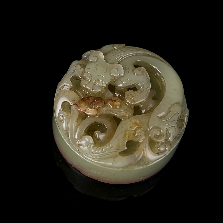 Sello circular de jade amarillo 