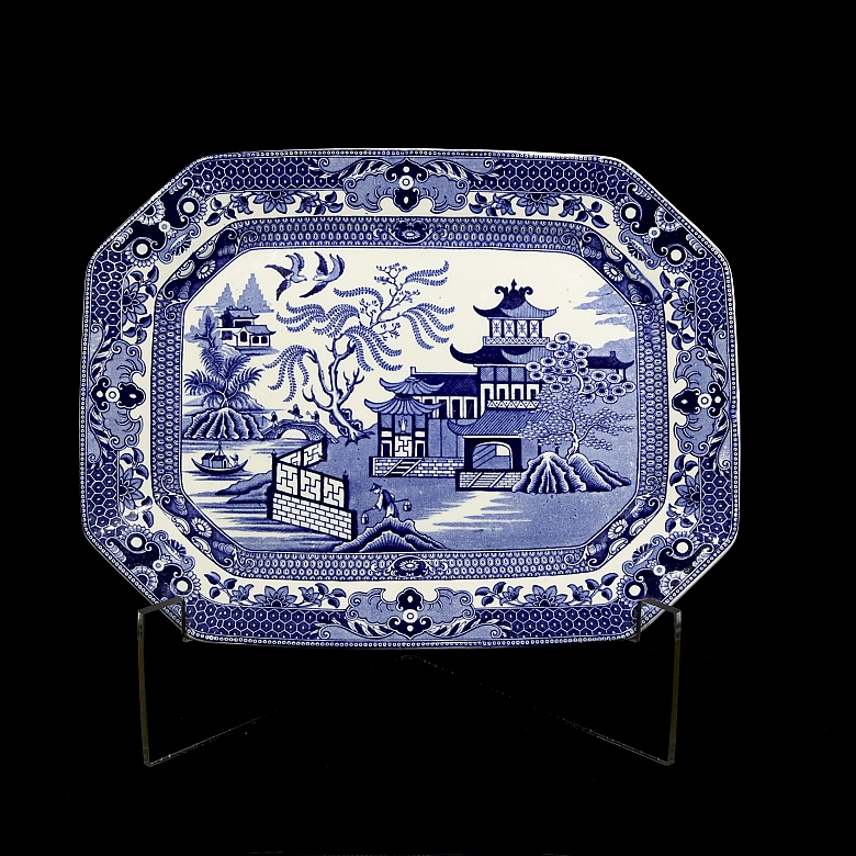 Willow Pattern Tray, Burleigh Ware, 19th Century