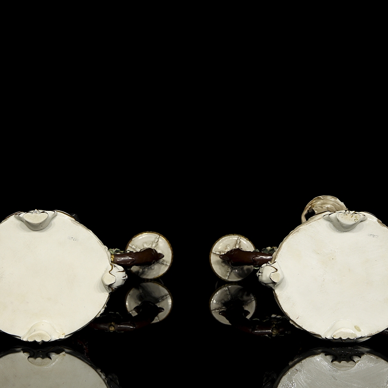 Capodimonte “Pair of porcelain candlesticks,” 20th century