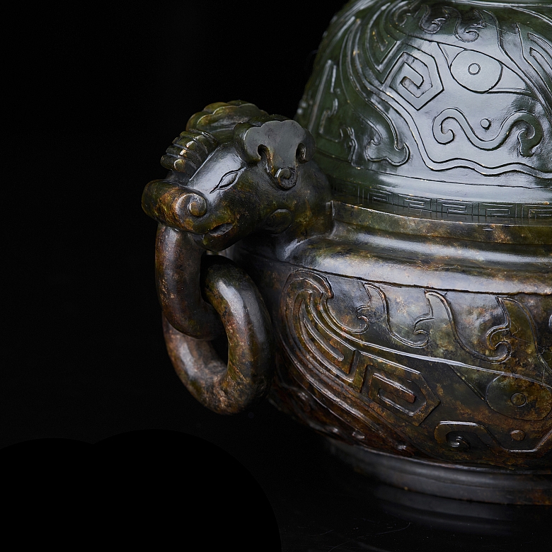 Incensario de jade espinaca 