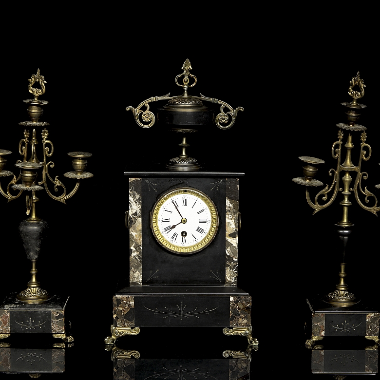 Mantle clock with trim, Napoleon III style, late 19th century - 9