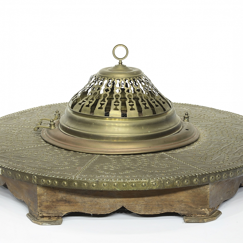 Brasero de latón y madera, S.XIX - 2