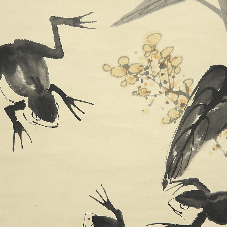 Chinese painting ‘Landscape with Frogs’, signed Qi Baishi - 4