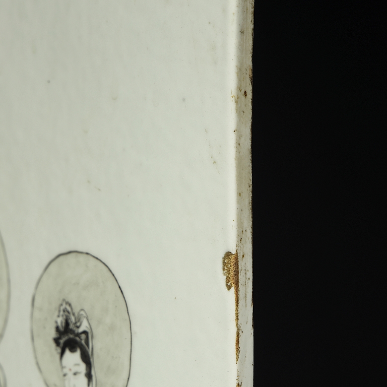 Ceramic panel ‘Encounter at the Lotus Pond’, 20th century - 4