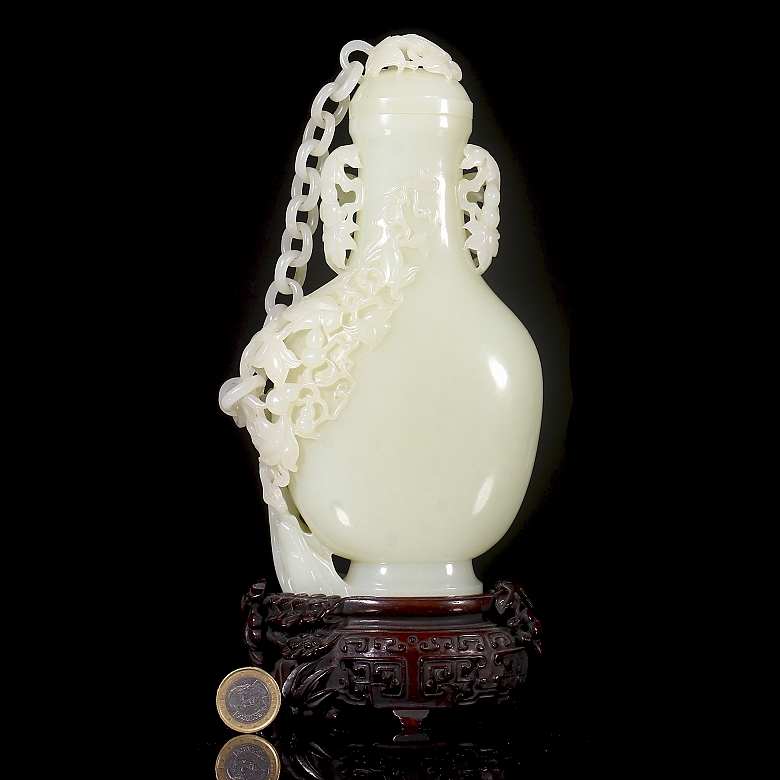 Jarrón de jade blanco de Hetian