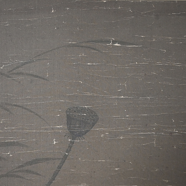 Chinese painting ‘Pair of Geese on a Pond’, signed Lin Liang