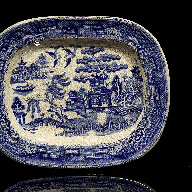 四只柳叶纹托盘,石质陶器,斯塔福德郡,十九世纪