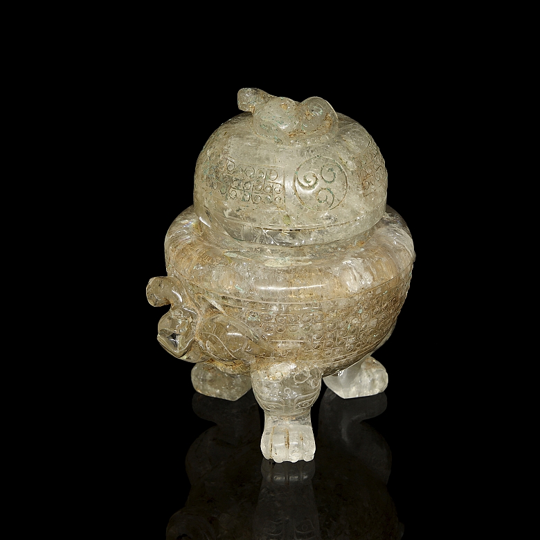 Incensario de cuarzo tallado