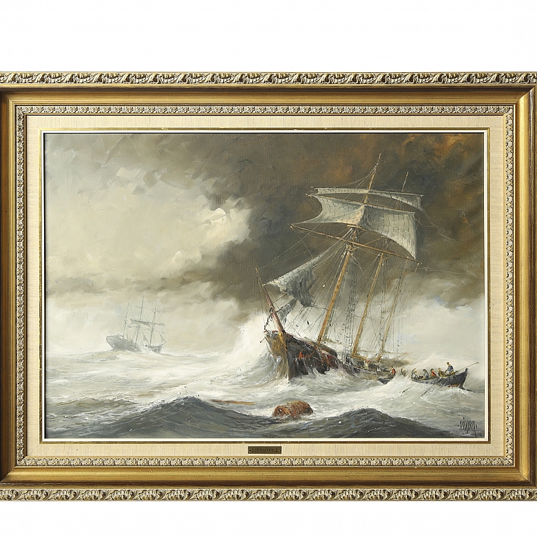 Carlos Peñalver (1918-2003) ‘Navy in storm’ - 6