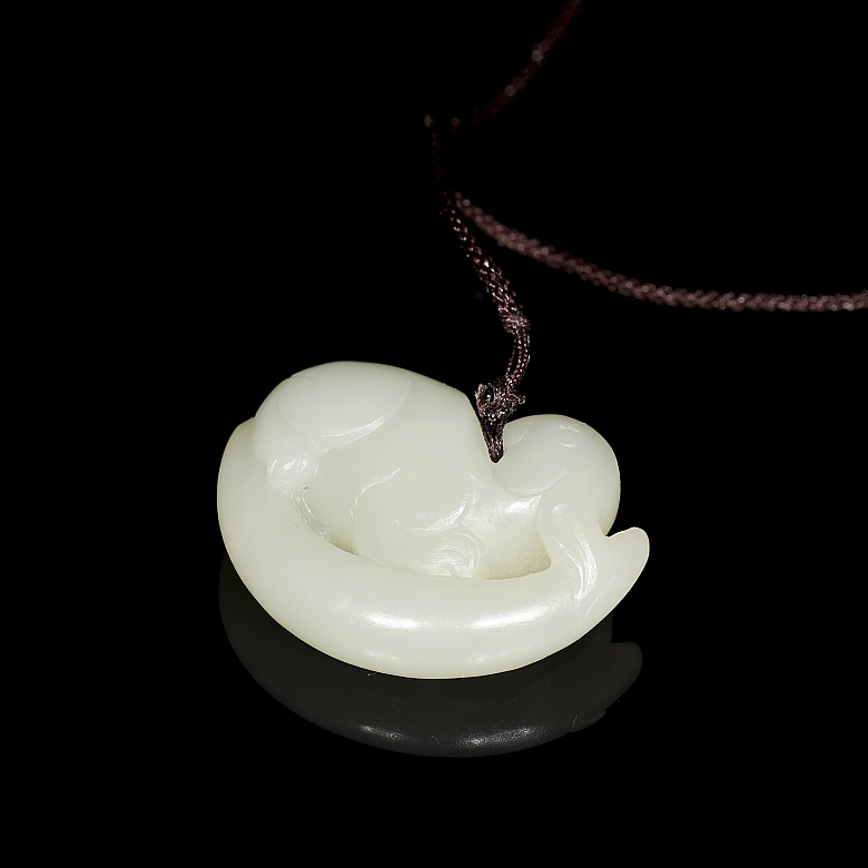 White jade pendant, “Moon and Rabbit,” 20th century - 5