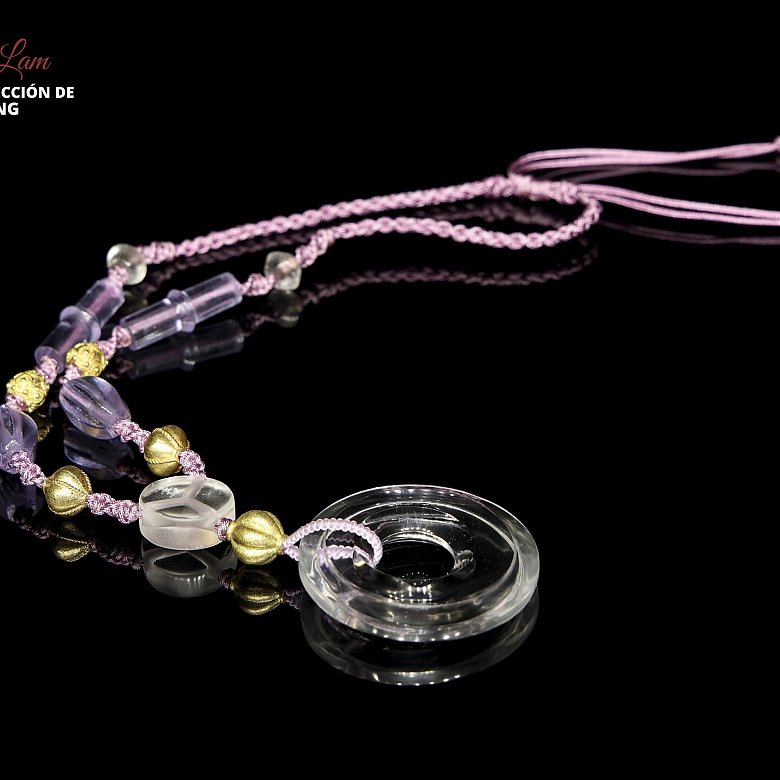 Collar con cuentas de cuarzo y bronce dorado, periodo Reinos Combatientes