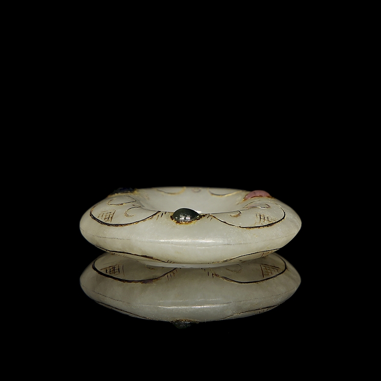 Colgante de jade de Hetian con oro, plata y turmalina, dinastía Tang
