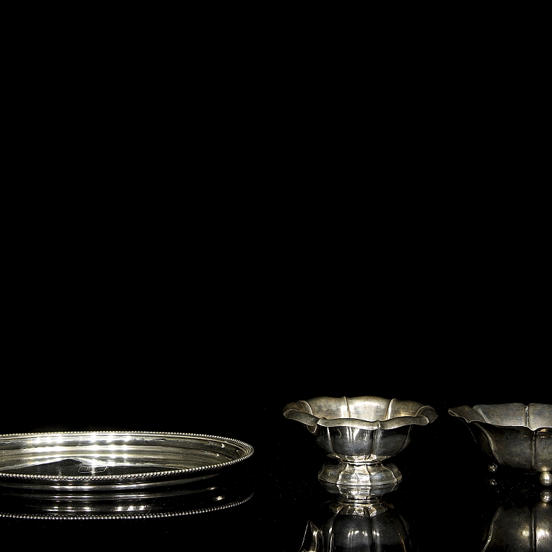 一套三件银器，20世纪