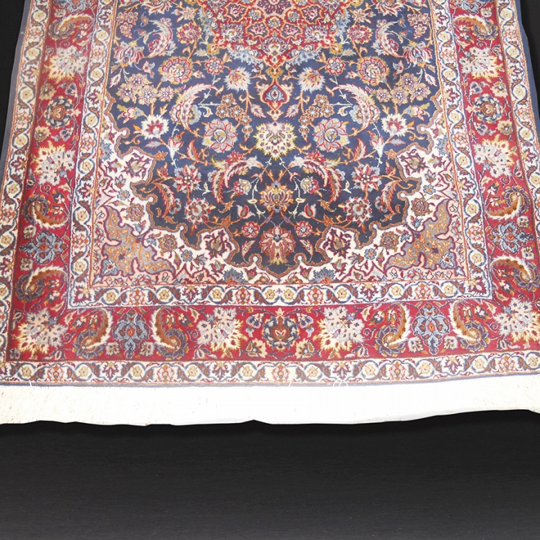 Alfombra fina Persa de Isfahan con base de Seda - 2