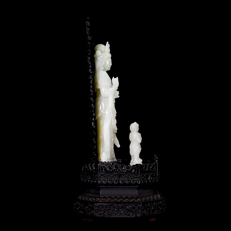 Figura de jade blanco de Hetian 