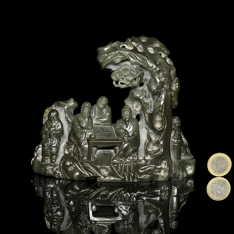 Figura de jade verde espinaca 
