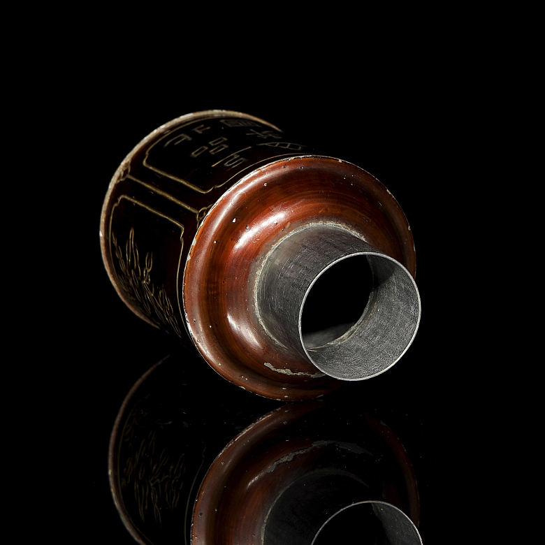 Lata para té de metal esmaltado, s.XX